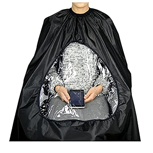 Book Cover Green-Estetica Barber Cape for Hair Cutting | Professional Water & Stain Resistant Salon Cape for Men & Women with See-Through Window & Adjustable Neck Closure (Black)