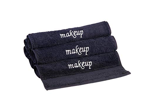 Book Cover Towel Bazaar 6-Pack 100% Turkish Cotton Wash Cloths, Multi-purpose, Lightweight, Durable, Machine Washable Makeup Cleansing Face Towels, Dobby Border (13x13 Inch, Black)