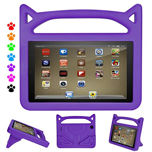 Book Cover Kindle Fire Tablet 7 2019 Case - Auorld Light Weight Kids Friendly Protective Case Cover for Amazon Fire 7 2019&2017&2015 (Purple)