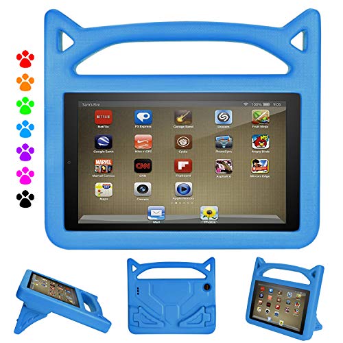 Book Cover Fire HD 8 Tablet Case for Kids-Dinines Shock Proof Light Weight Kid Proof Case for All New Fire HD 8 inch Tablet (8th Generation 2018 /6th Generation 2016/7th Generation 2017) (Blue)