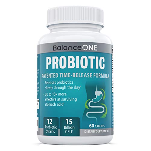 Book Cover Balance ONE Probiotic - Probiotics for Gut Health and Digestion - Time-Release, Shelf Stable - 15 Billion CFU Probiotic with 12 Strains - Lactobacillus Plantarum, Acidophilus - 2 Month Supply