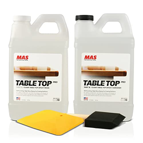 Book Cover MAS Table Top Pro (1-Gallon Kit) | Crystal Clear Casting for DIY Arts and Crafts Projects | 2-Part Resin and Hardener Epoxy Kit | for Countertops, Wood Tables, Tabletops, Bar Tops, and More