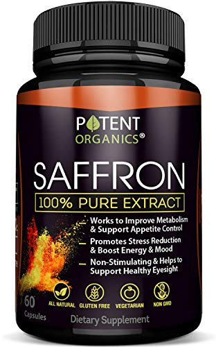 Book Cover 100% Pure Saffron Extract Supplement - 60 Pills for Weight Loss - Appetite & Hunger Suppressant for Women & Men - 88.25mg - Natural & Organic Powder Capsules - 100% (1 Month Supply)