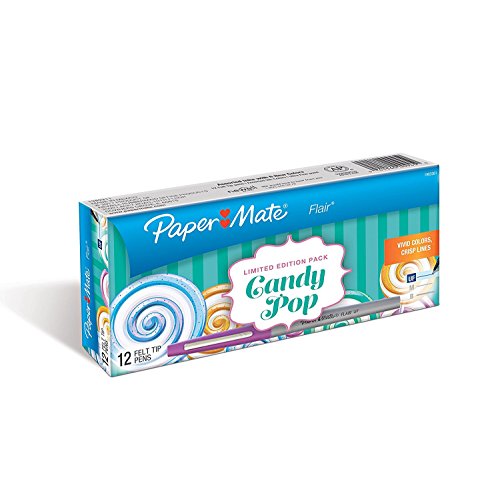 Book Cover Paper Mate Flair Felt Tip Pens, Ultra Fine Point, Box of 12, Candy Pop Colors