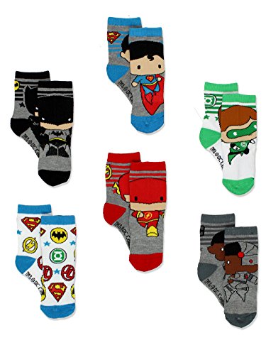 Book Cover Batman Justice League Baby Toddler Boy's 6 pack Athletic Crew Socks