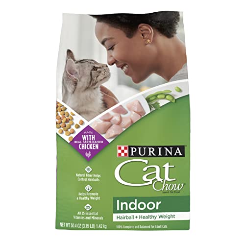 Book Cover Purina Cat Chow Indoor Dry Cat Food, Hairball + Healthy Weight - (4) 3.15 lb. Bags