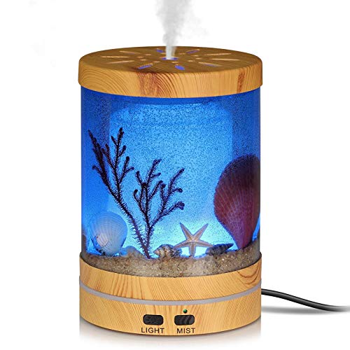 Book Cover Aigoceer Essential Oil Diffuser, 120ml Ocean Theme Diffusers for Essential Oils Ultrasonic Aroma Diffuser Cool Mist Humidifier, Waterless Auto Shut-Off and 7 Color LED Lights Changing for Home