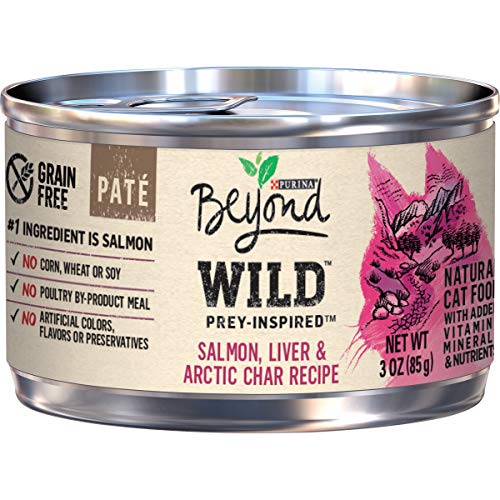 Book Cover Purina Beyond Grain Free, Natural, High Protein Pate Wet Cat Food, WILD Salmon, Liver & Arctic Char - (12) 3 oz. Cans