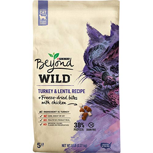 Book Cover Purina Beyond High Protein, Grain Free, Natural Dry Cat Food, WILD Turkey Recipe + Freeze Dried Bites - 5 lb. Bag