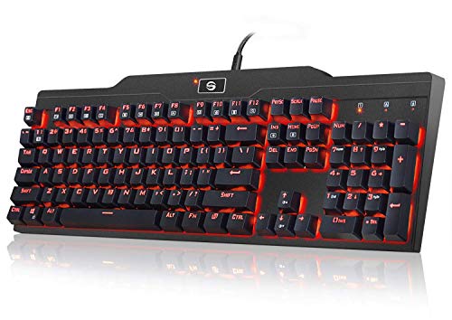 Book Cover Mechanical Keyboard UtechSmart LED Backlit Mechanical Gaming Keyboard Full Size 2.4 GHz Wireless/USB Wired Dual Mechanical Keyboard with Rechargeable Battery Mercury