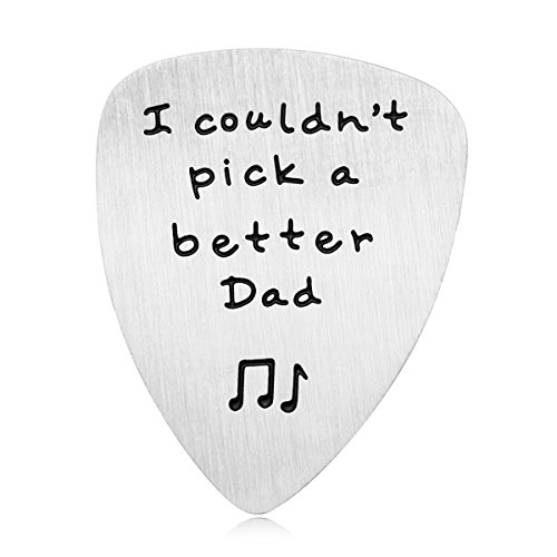 Book Cover Dad Gift for Father's Day - I Couldn't Pick a Better Dad Guitar Pick, Stainless Steel Inspirational Dad Gifts from Daughter Son, Christmas Birthday Gifts for Dad