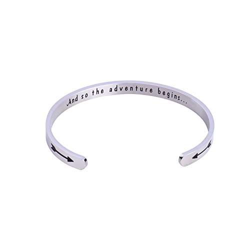 Book Cover niyokki Graduation Gifts Cuff Bracelet and So The Adventure Begins (Silver)