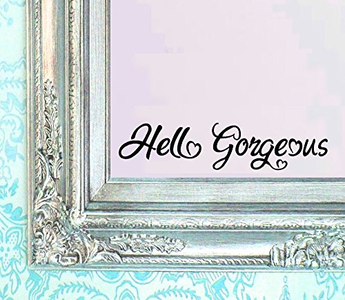 Book Cover BERRYZILLA Hello Gorgeous Decal Vinyl Sticker Bathroom Mirror Wall Art Motivational Be Amazing Quote Mirror Living Room Home Beautiful Window
