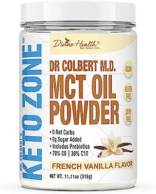 Book Cover Dr.Colbert's Keto Zone MCT Oil Powder Vanilla Flavor -Burns Fat And Uses As Fuel Ketogenic Medium-Chain Triglycerides ,All Natural -Delicious Alternative Coffee and Creamer - Dairy Free-Zero Net Carbs