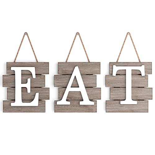 Book Cover Barnyard Designs Eat Sign - Kitchen Signs Wall Decor, Kitchen Decorations Wall, Rustic Hanging Wall Decor, Primitive Country Farmhouse Home and Kitchen Decor, Distressed Brown/White, 24