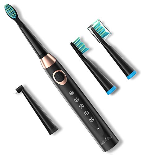 Book Cover Fairywill Electric Toothbrush Powerful Cleaning Whiten Teeth from Now on, Sonic Toothbrush Rechargeable Up to 30 Days Battery Life, 5 Modes and Smart Timer, Waterproof 3 Brush Heads Black