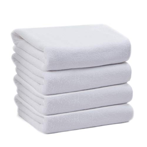 Book Cover KinHwa Microfibre Hand Towels for Bathroom - Soft and Light Face Towels Fast Drying Wash Towels for Bath, Spa, Gym 40cm x 76cm White 4 Pack