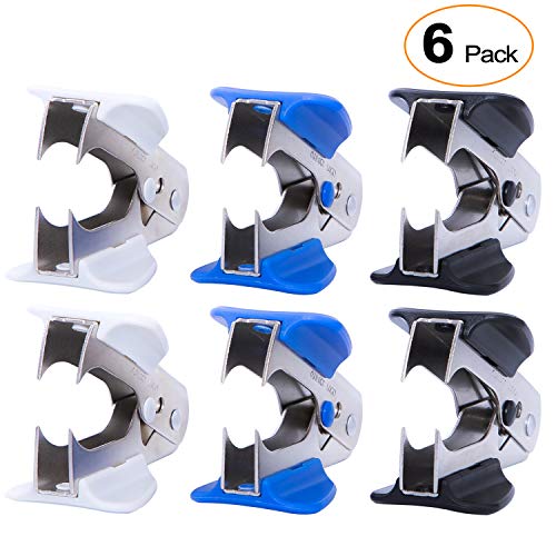 Book Cover MROCO Staple Removers Staple Puller Staple Remover Tool Multicolored Staple Removers Office Staple Remover Stick Extra Wide Steel Jaws Style Remover for Staple Black Blue Gray 6 Pack