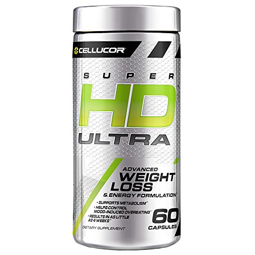 Book Cover Cellucor SuperHD Ultra Thermogenic Fat Burner for Men & Women, Weight Loss Supplement with Green Coffee Bean & Leaf Extract, Metabolism & Energy Booster, 60 Capsules