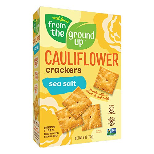 Book Cover Real Food From the Ground Up Cauliflower Crackers - 6 Pack (Sea Salt, Crackers)