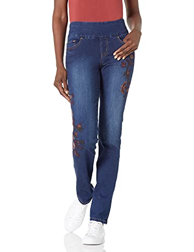 Book Cover Jag Jeans Women's Peri Straight Pull on Jean with Embroidery