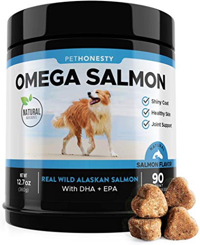 Book Cover Salmon Oil for Dogs - Omega 3 Fish Oil For Dogs All-Natural Wild Alaskan Salmon Chews Omega 3 for Dogs for Healthy Skin & Coat, Cure Itchy Skin, Dog Allergies, Reduce Shedding - 90 Ct. Fish Oil