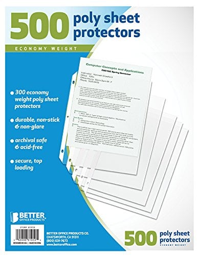 Book Cover Better Office Products Sheet Protectors, 500 Count