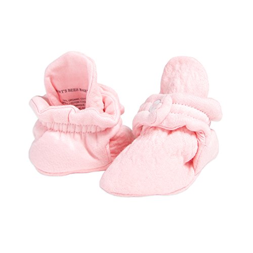 Book Cover Burt's Bees Baby Baby Girls Bee Booties Slipper Sock, Blossom Quilted, 0-3 Months