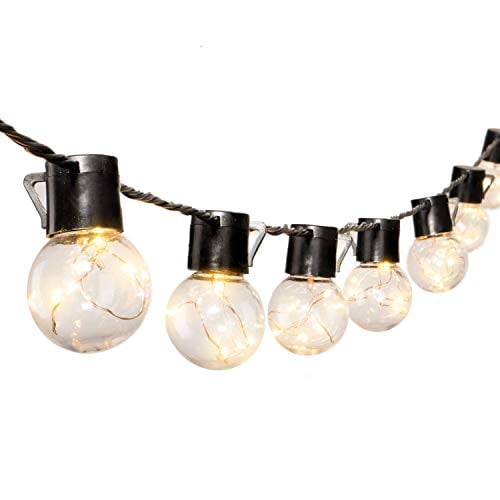 Book Cover 17 Ft. Shatterproof LED Patio Outdoor String Lights with 20 Clear LED Bulbs, Hanging Indoor String Lights for Backyard Deck Balcony Bistro Cafe Pergola Party Decoration, Warm White