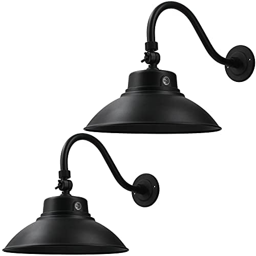Book Cover 14in. Black LED Gooseneck Barn Light 42W 4000lm Daylight LED Fixture for Indoor/Outdoor Use - Photocell Included - Swivel Head,Energy Star Rated - ETL Listed - Sign Lighting - 6000K Daylight 2pk