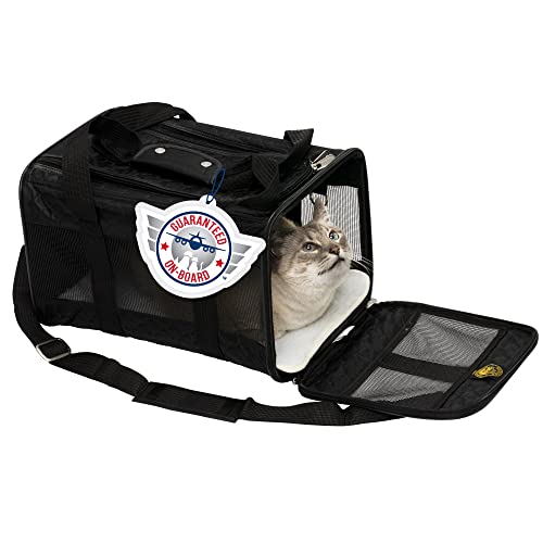 Book Cover Sherpa Original Deluxe Travel Pet Carrier, Airline Approved & Guaranteed On Board - Black Lattice, Medium