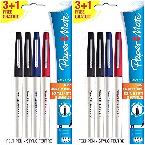 Book Cover Paper Mate Flair Felt Tip Pens, Fine Point, Business Colors, 8 Count