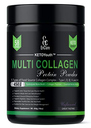 Book Cover Multi Collagen Peptides Protein Powder - KETOYouth GrassFed Type I, II, III, V & X | Paleo, Keto Diet, Low Carb AntiAging, Joint, Bone, Skin, Hair, Nails, Digestion, Unflavored NonGMO