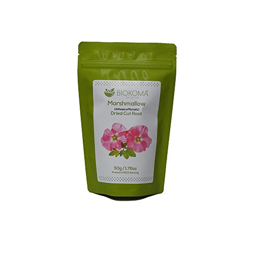 Book Cover 100% Pure and Natural Biokoma Marshmallow Dried Cut Root 50g (1.76oz) in Resealable Moisture Proof Pouch