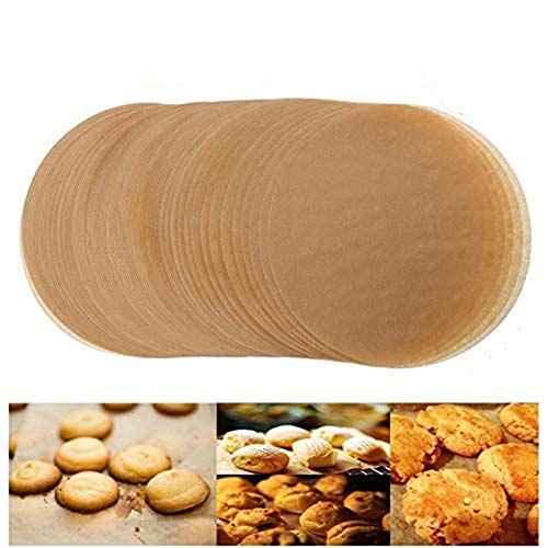 Book Cover Unbleached Parchment Paper Cookie Baking Sheets,10 Inch Premium Brown Parchment Paper Liners for Round Cake Pans Circle,Non-stick Air Fryer Liners,100 Count