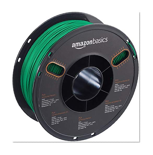 Book Cover AmazonBasics PLA 3D Printer Filament, 1.75mm, Green, 1 kg Spool