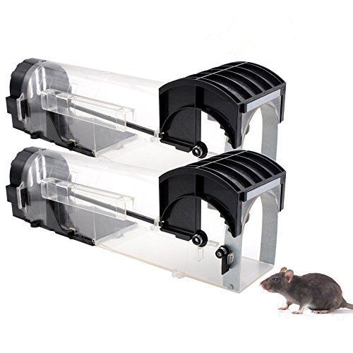 Book Cover Humane Mouse Trap That Work -2 Pack - Reusable Smart No Kill Rodent Live Trap Catch and Release, Safe for Children and Pets, Trampa para Ratas, 12.6'' Length