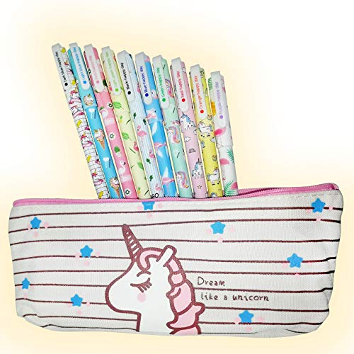 Book Cover Cutieyou Unicorn Flamingo Gel Ink Pens 10 pcs + Unicorn Pencil case, fine Point 0.5mm Pen – Unicorn gift for girls