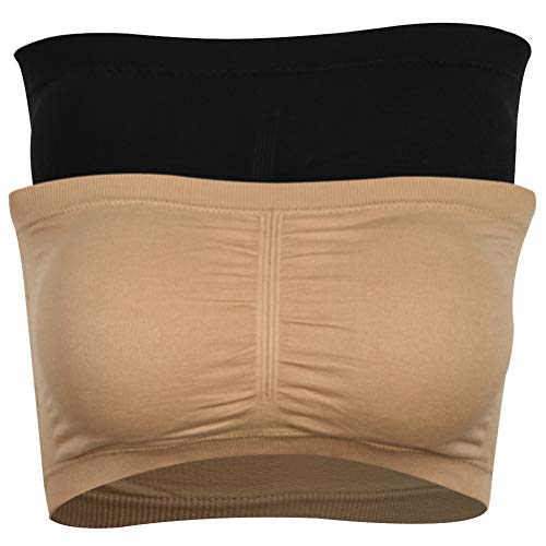 Book Cover Time and River Women's Padded Bandeau Bra, Strapless Basic Layer Tube Top 3 Packs