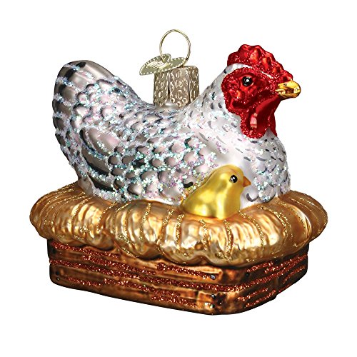 Book Cover Old World Christmas Farm Glass Blown Ornament (Hen on a Nest)