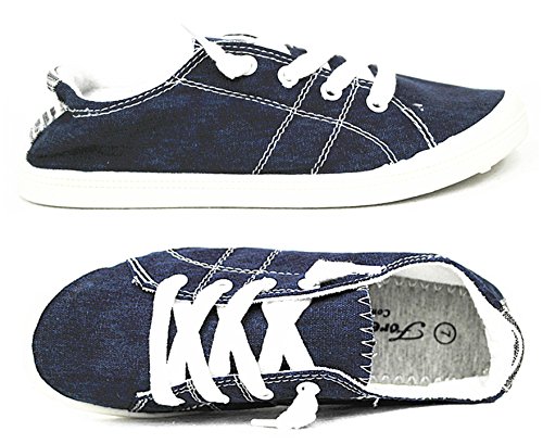 Book Cover Forever Link Comfort Women's Lace up Casual Street Sneakers Flat Shoes (9, Navy-01)