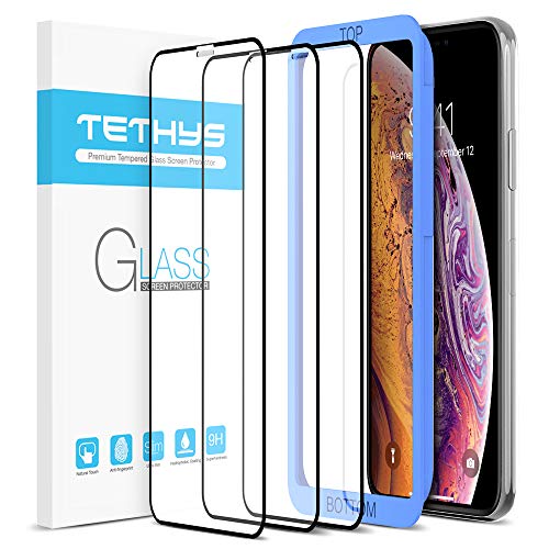 Book Cover TETHYS Glass Screen Protector Designed for iPhone 11 Pro/iPhone Xs [Edge to Edge Coverage] Full Protection Durable Tempered Glass Compatible iPhone X/XS/11 Pro [Guidance Frame Include] - Pack of 3