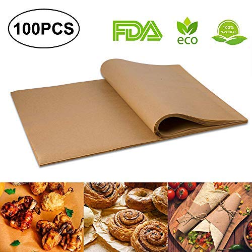 Book Cover Unbleached Parchment Paper Cookie Baking Sheets, Precut 12 × 16 Inches Natural Sheets, Exact Fit for Your Half Sheet Pans (100Pcs)