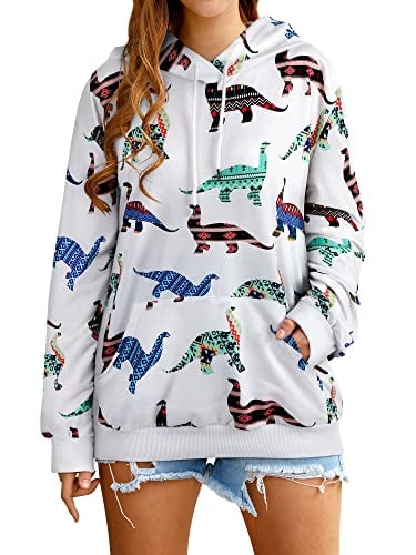 Book Cover ZJP Women Casual Colorblock Tank Tops Dinosaur Print Shirt Tee Pullover Sweatshirt Party Funny Tee