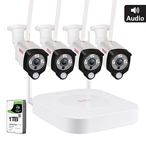 Book Cover [Expandable 8CH] Wireless Security Camera System,Tonton 8CH 1080P NVR with 1TB HDD and 4PCS 2.0MP Outdoor Indoor Bullet IP Camera with PIR Sensor,Audio Record,Night Vision,P2P,Free App,Remote Viewing