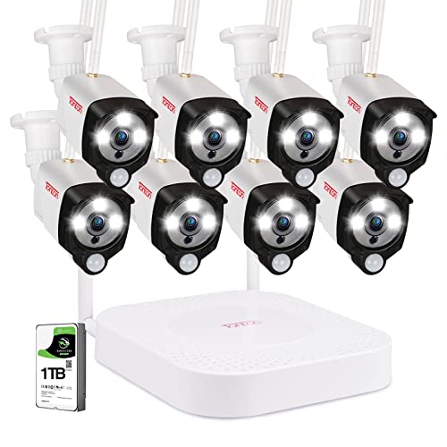 Book Cover [2K&2 Way Audio&Thermal Detect] Tonton Security Camera System Wireless,8CH NVR with 1TB HDD and 8PCS 3MP Outdoor Bullet Cameras with PIR Sensor,Floodlight,Plug and Play,Amazon Alexa Supported