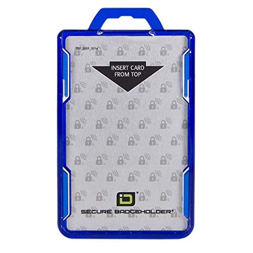Book Cover ID Stronghold - RFID Blocking Secure Badge Holder - Duolite 2 Card ID Holder - Poly Carbonate - Heavy Duty Hard Plastic ID Badge Holder - USA Molded and Assembled - FIPS 201 Approved - Blue