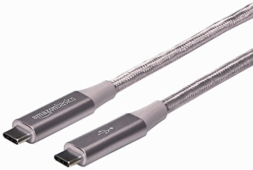 Book Cover AmazonBasics Double Braided Nylon USB Type-C to Type-C 3.1 Gen 2 Cable | 0.9 m, Dark Grey