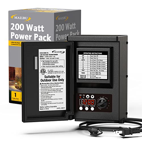 Book Cover Malibu LED 200 Watt Low Voltage Transformer Power Pack with Digital Timer and Photo Eye