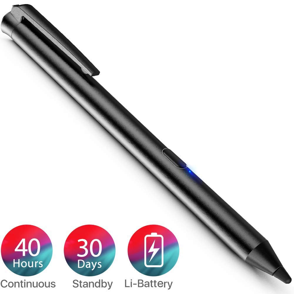 Book Cover Stylus Pen iPad Pencil, Heiyo Active Capacitive Digital Pens Supporting 40-Hour Working 30-Day Standby Touchscreen iPad Stylus for iPad Series (3 Replaceable Tips)